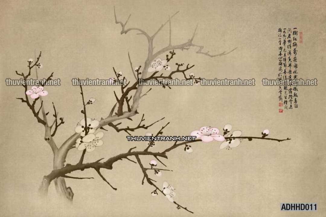 Tranh hoa đào, hoa mộc lan, phong cách trang trí Trung Quốc, Indochiserrie - Kết quả tìm kiếm tranh tường
