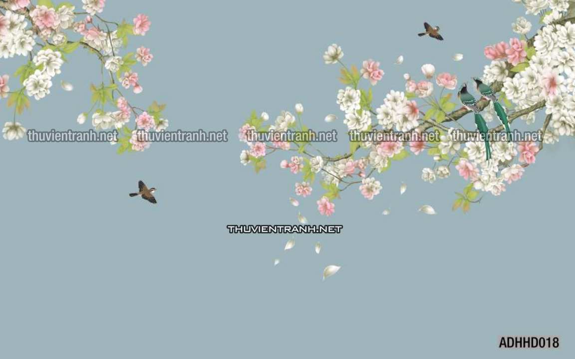 Tranh hoa đào, hoa mộc lan, phong cách trang trí Trung Quốc, Indochiserrie - Kết quả tìm kiếm tranh tường
