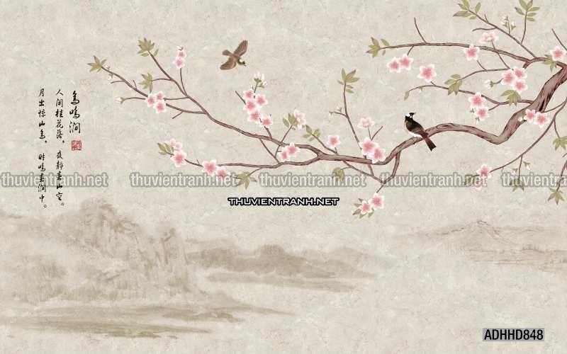 Hoa Đào, Hoa Mộc Lan, phong cách trang trí Chinoiserier, Tranh vẽ hoa Trung Quốc - Kết quả tìm kiếm tranh tường