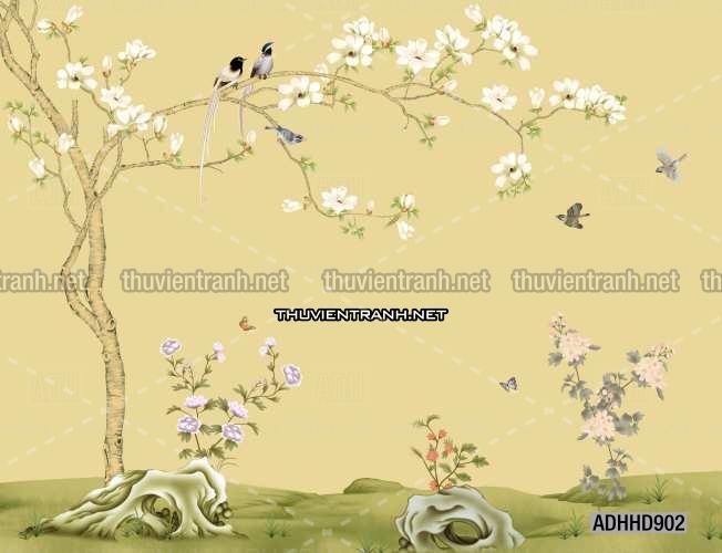 Hoa Đào, Hoa Mộc Lan, phong cách trang trí Chinoiserier, Tranh vẽ hoa Trung Quốc - Kết quả tìm kiếm tranh tường