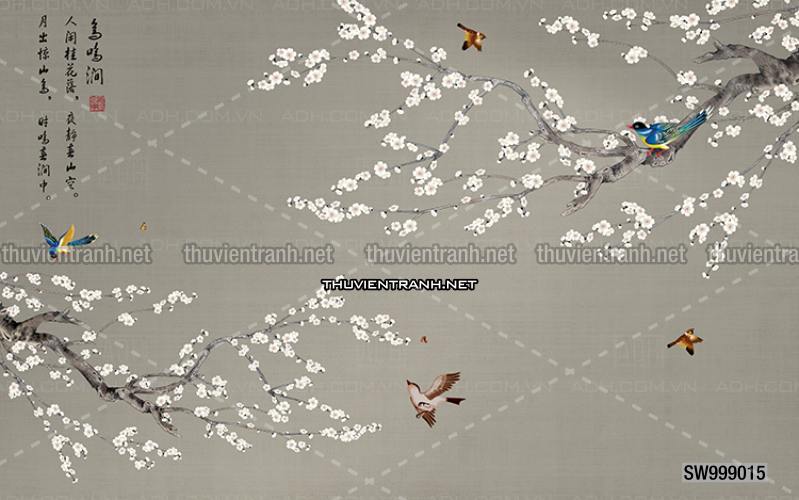 Hoa Đào, Hoa Mộc Lan, phong cách trang trí Chinoiserier, Tranh vẽ hoa Trung Quốc - Kết quả tìm kiếm tranh tường