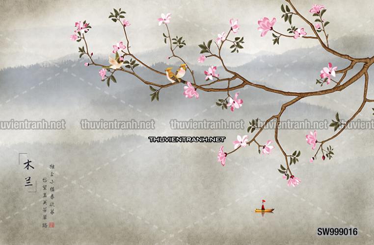 Hoa Đào, Hoa Mộc Lan, phong cách trang trí Chinoiserier, Tranh vẽ hoa Trung Quốc - Kết quả tìm kiếm tranh tường