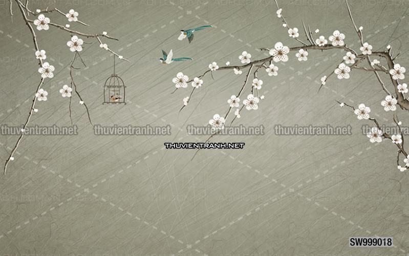 Hoa Đào, Hoa Mộc Lan, phong cách trang trí Chinoiserier, Tranh vẽ hoa Trung Quốc - Kết quả tìm kiếm tranh tường