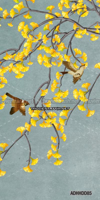  Hoa khổ đứng, hoa đào, hoa mộc lan trang trí (Phong cách Chinoiserier) - Kết quả tìm kiếm tranh tường