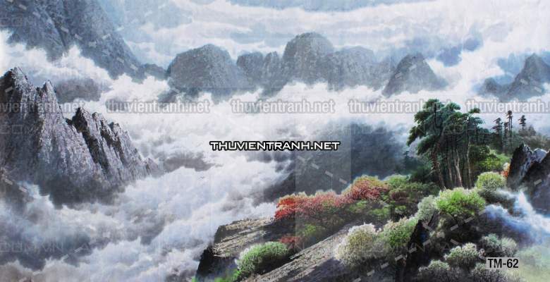 Tranh phong cảnh vẽ tay Trung Quốc, Thủy mặc, Màu nước, Tranh khổ rộng, tranh sơn thủy - Tranh tường chất lượng cao