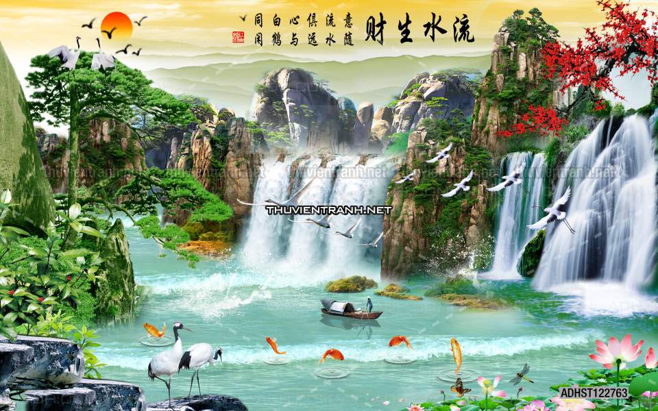 TRANH SƠN THỦY HỮU TÌNH, TRANH PHONG CẢNH SÔNG NÚI, TRUNG QUỐC - Tranh tường chất lượng cao