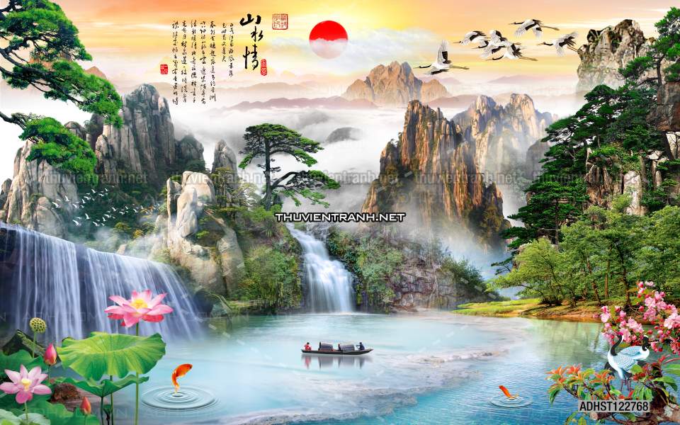 TRANH SƠN THỦY HỮU TÌNH, TRANH PHONG CẢNH SÔNG NÚI, TRUNG QUỐC - Tranh tường chất lượng cao