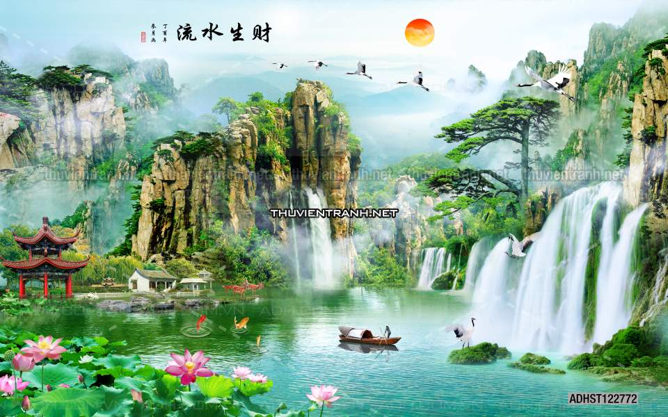 TRANH SƠN THỦY HỮU TÌNH, TRANH PHONG CẢNH SÔNG NÚI, TRUNG QUỐC - Tranh tường chất lượng cao