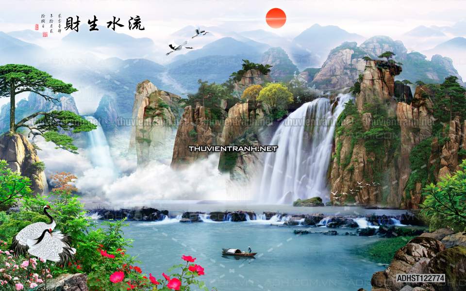 TRANH SƠN THỦY HỮU TÌNH, TRANH PHONG CẢNH SÔNG NÚI, TRUNG QUỐC - Tranh tường chất lượng cao