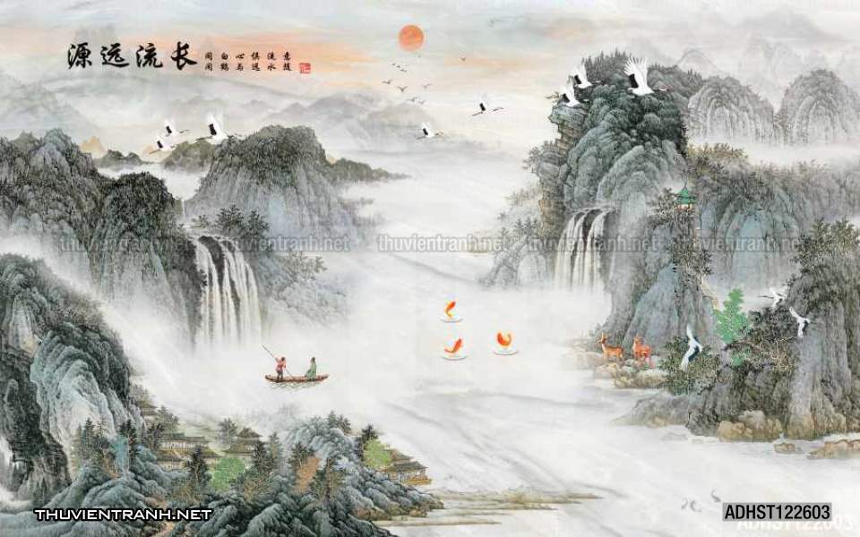 TRANH SƠN THỦY HỮU TÌNH, TRANH PHONG CẢNH SÔNG NÚI, TRUNG QUỐC - Tranh tường chất lượng cao