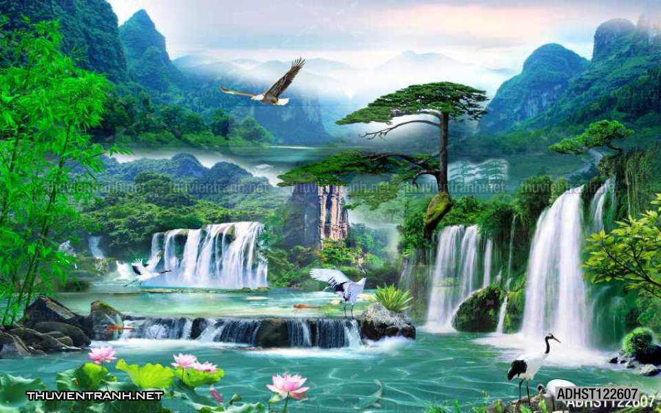 TRANH SƠN THỦY HỮU TÌNH, TRANH PHONG CẢNH SÔNG NÚI, TRUNG QUỐC - Tranh tường chất lượng cao