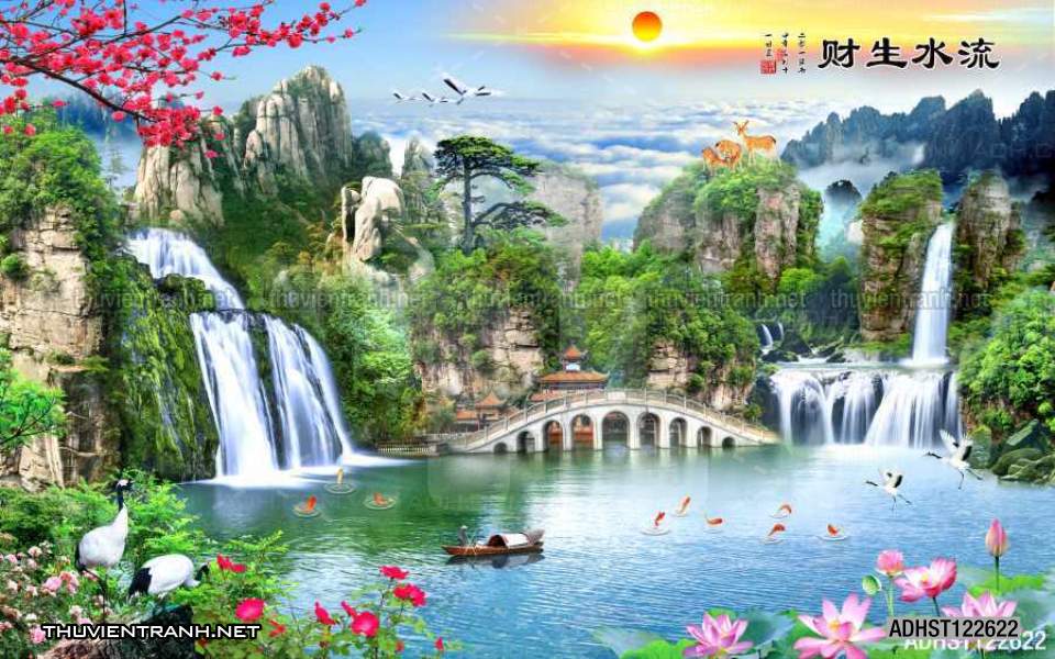 TRANH SƠN THỦY HỮU TÌNH, TRANH PHONG CẢNH SÔNG NÚI, TRUNG QUỐC - Tranh tường chất lượng cao