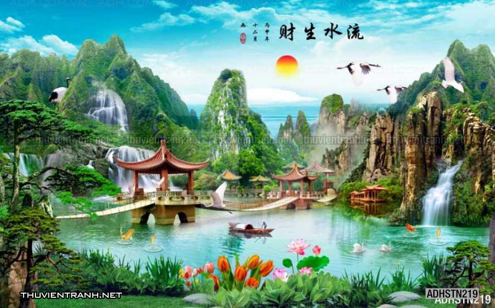 TRANH SƠN THỦY HỮU TÌNH, TRANH PHONG CẢNH SÔNG NÚI, TRUNG QUỐC - Tranh tường chất lượng cao