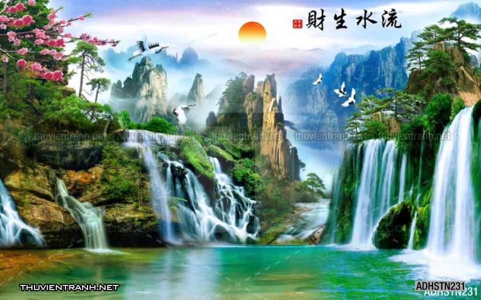 TRANH SƠN THỦY HỮU TÌNH, TRANH PHONG CẢNH SÔNG NÚI, TRUNG QUỐC - Tranh tường chất lượng cao