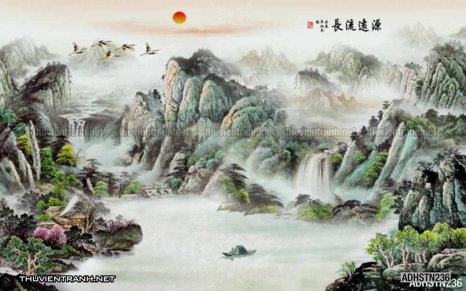 TRANH SƠN THỦY HỮU TÌNH, TRANH PHONG CẢNH SÔNG NÚI, TRUNG QUỐC - Tranh tường chất lượng cao