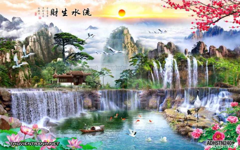 TRANH SƠN THỦY HỮU TÌNH, TRANH PHONG CẢNH SÔNG NÚI, TRUNG QUỐC - Tranh tường chất lượng cao