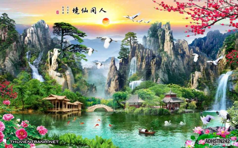 TRANH SƠN THỦY HỮU TÌNH, TRANH PHONG CẢNH SÔNG NÚI, TRUNG QUỐC - Tranh tường chất lượng cao
