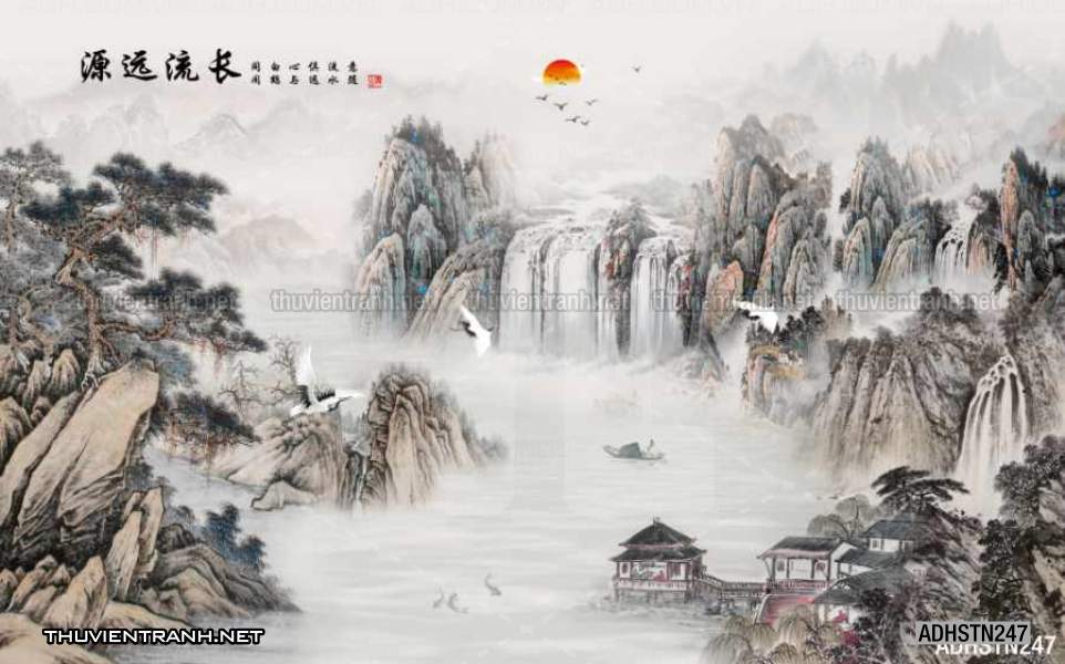 TRANH SƠN THỦY HỮU TÌNH, TRANH PHONG CẢNH SÔNG NÚI, TRUNG QUỐC - Tranh tường chất lượng cao