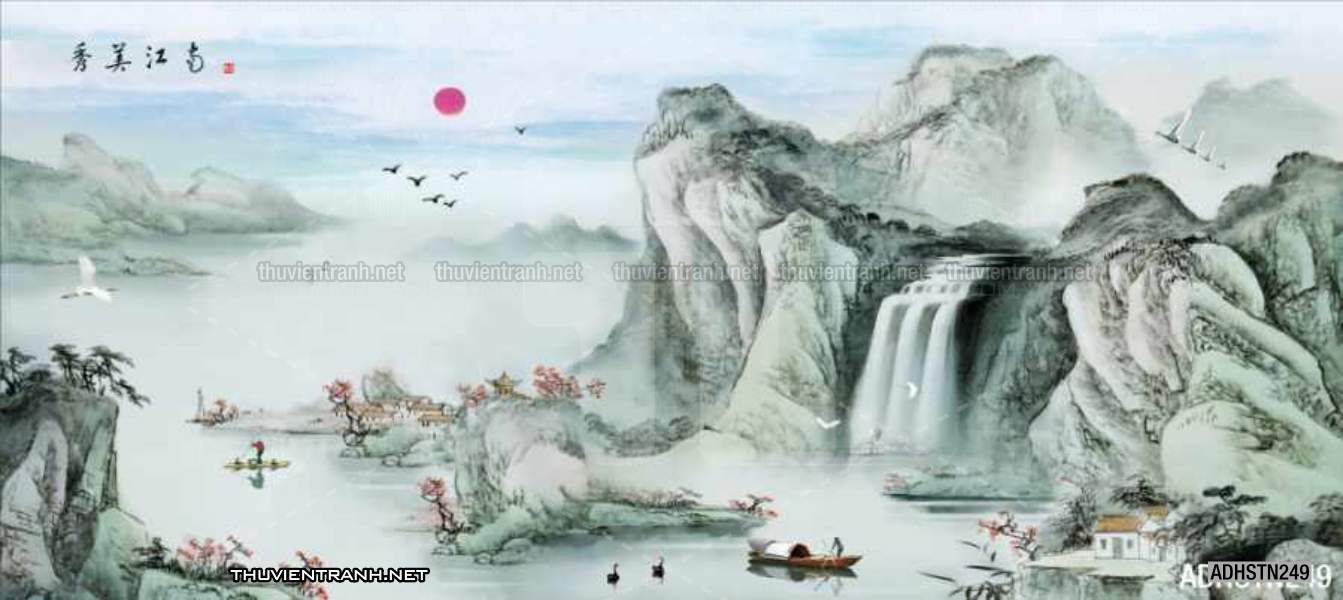 TRANH SƠN THỦY HỮU TÌNH, TRANH PHONG CẢNH SÔNG NÚI, TRUNG QUỐC - Tranh tường chất lượng cao