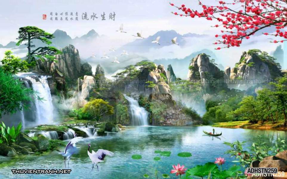 TRANH SƠN THỦY HỮU TÌNH, TRANH PHONG CẢNH SÔNG NÚI, TRUNG QUỐC - Tranh tường chất lượng cao