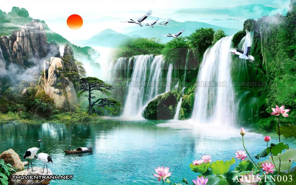 TRANH SƠN THỦY HỮU TÌNH, TRANH PHONG CẢNH SÔNG NÚI, TRUNG QUỐC - Tranh tường chất lượng cao