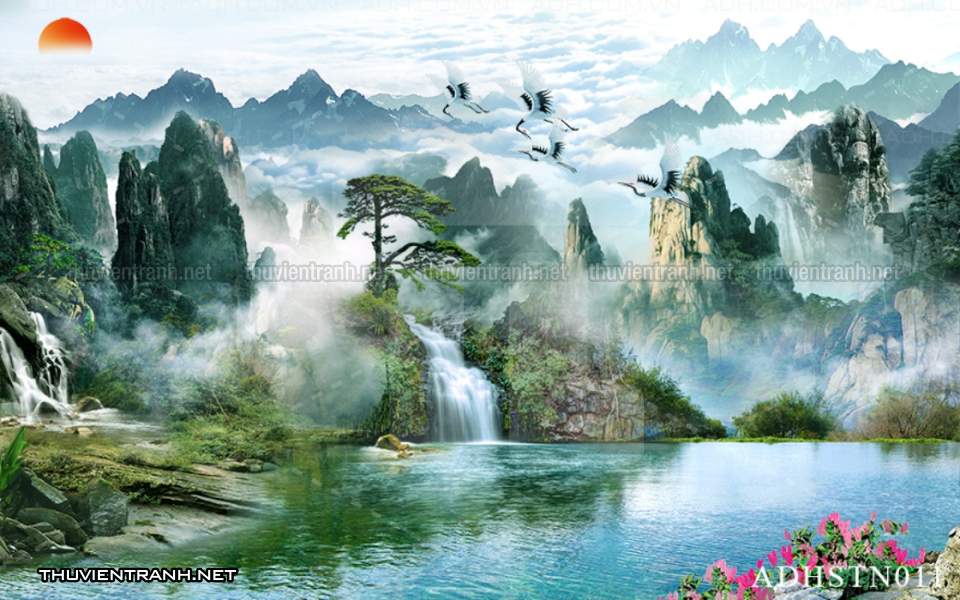 TRANH SƠN THỦY HỮU TÌNH, TRANH PHONG CẢNH SÔNG NÚI, TRUNG QUỐC - Tranh tường chất lượng cao