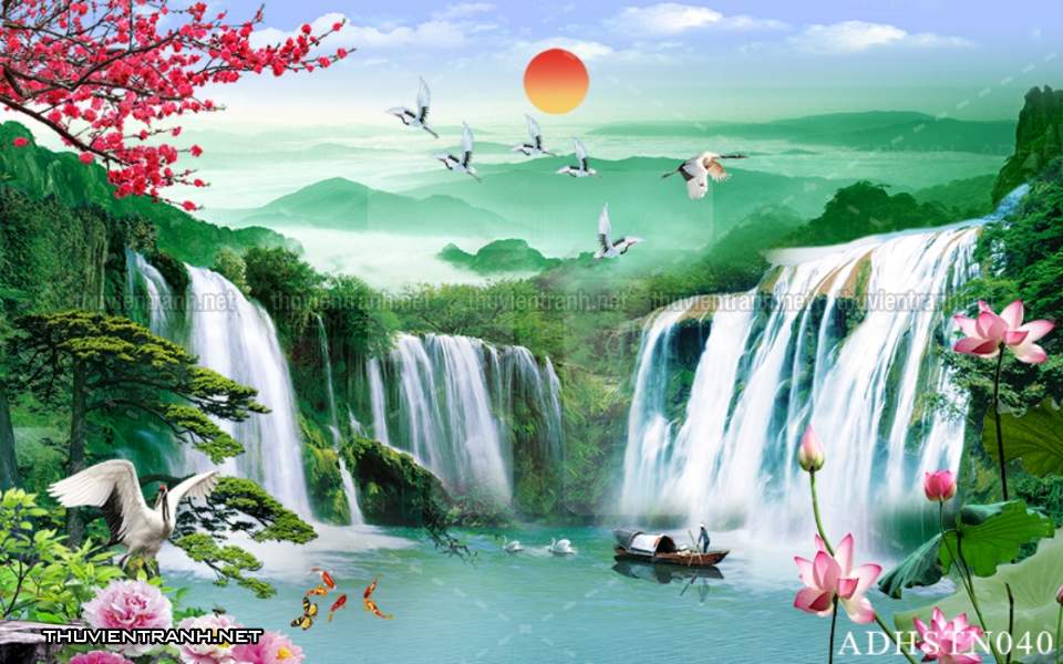 TRANH SƠN THỦY HỮU TÌNH, TRANH PHONG CẢNH SÔNG NÚI, TRUNG QUỐC - Tranh tường chất lượng cao