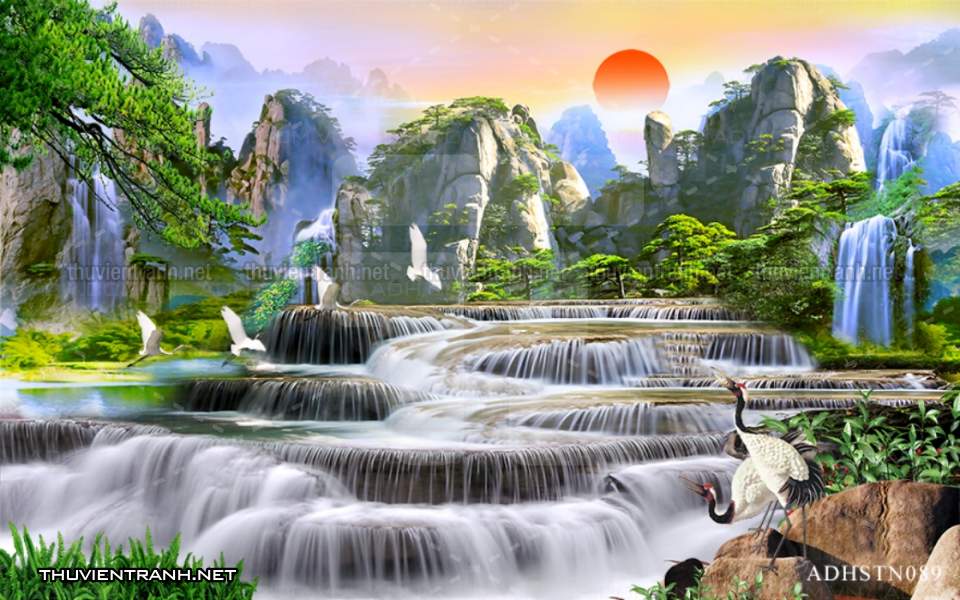 TRANH SƠN THỦY HỮU TÌNH, TRANH PHONG CẢNH SÔNG NÚI, TRUNG QUỐC - Tranh tường chất lượng cao