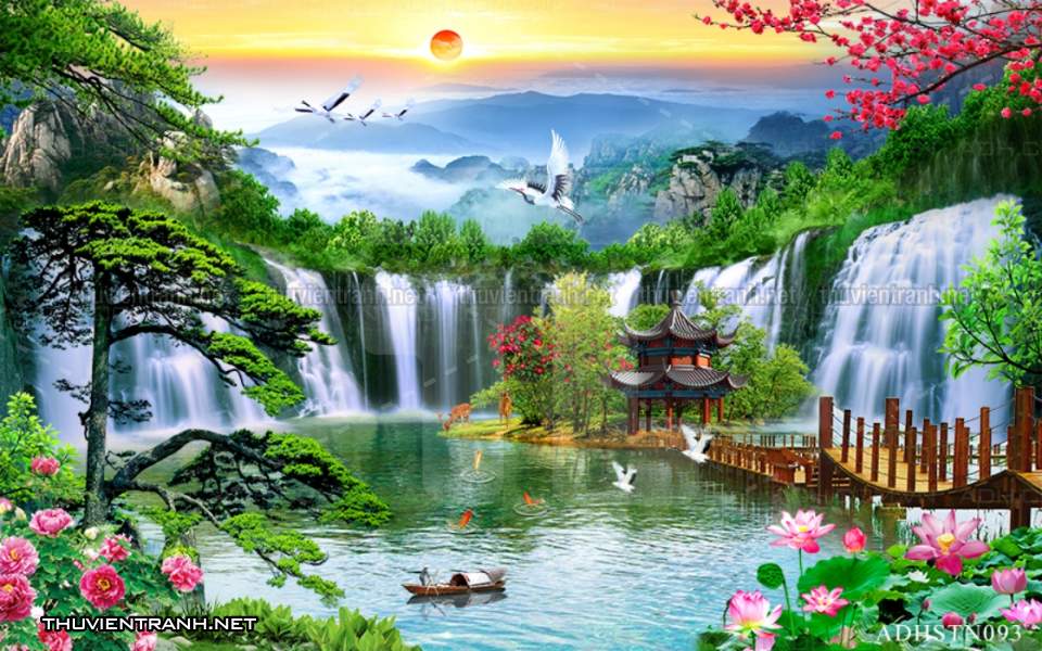 TRANH SƠN THỦY HỮU TÌNH, TRANH PHONG CẢNH SÔNG NÚI, TRUNG QUỐC - Tranh tường chất lượng cao