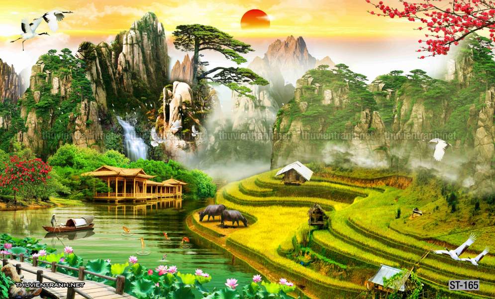 TRANH SƠN THỦY HỮU TÌNH, TRANH PHONG CẢNH SÔNG NÚI, TRUNG QUỐC - Tranh tường liên quan