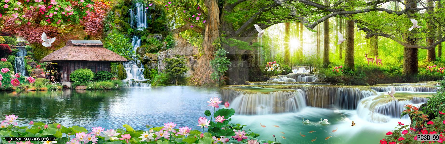 Tranh Phong cảnh 3D, Tranh phong cảnh hữu tình, phong cảnh đẹp - Tranh tường chất lượng cao