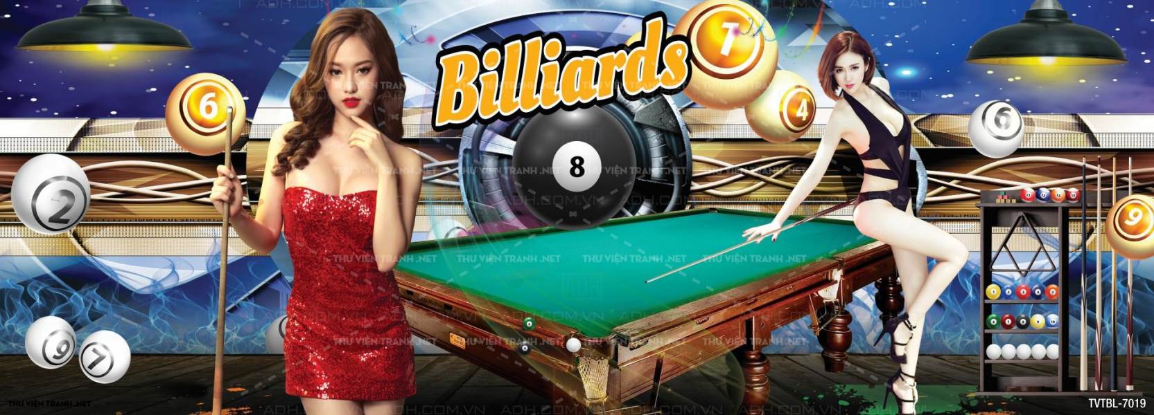 Tranh Bi-a, billiards, Tranh dán tường trang trí quán bi-a - Tranh tường chất lượng cao