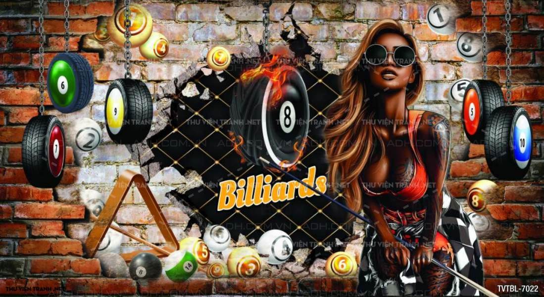 Tranh Bi-a, billiards, Tranh dán tường trang trí quán bi-a - Tranh tường chất lượng cao