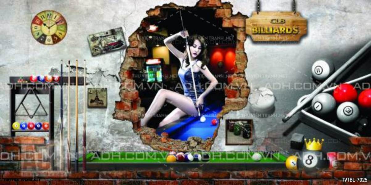 Tranh Bi-a, billiards, Tranh dán tường trang trí quán bi-a - Tranh tường chất lượng cao