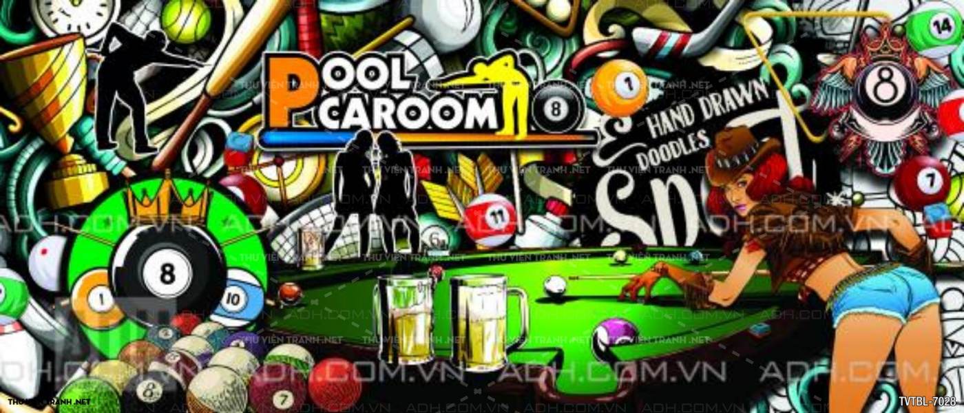 Tranh Bi-a, billiards, Tranh dán tường trang trí quán bi-a - Tranh tường chất lượng cao