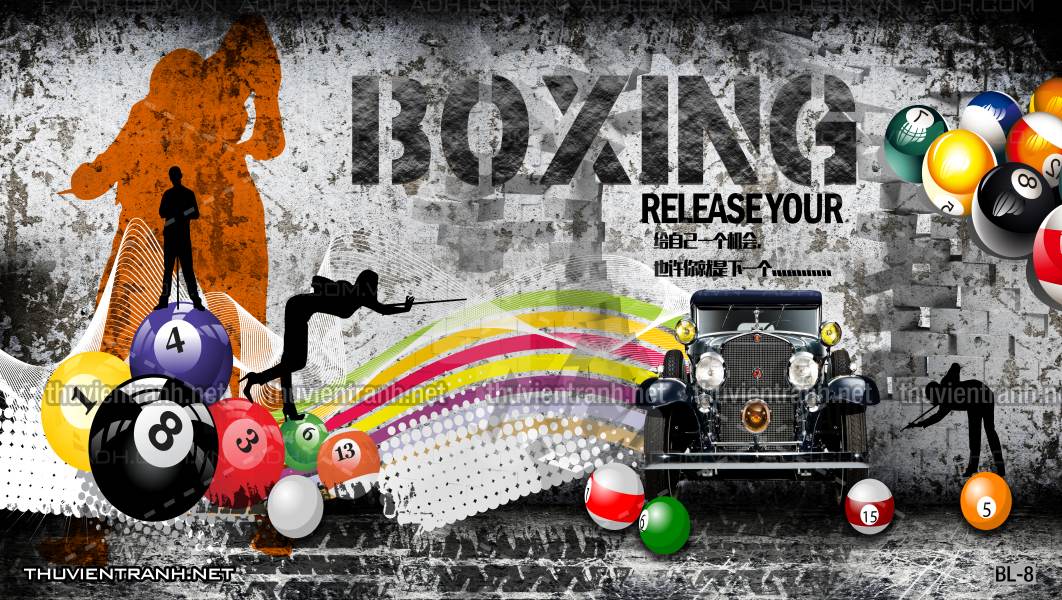 Tranh Bi-a, billiards, Tranh dán tường trang trí quán bi-a - Tranh tường chất lượng cao