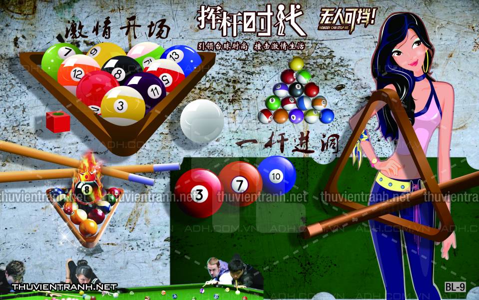 Tranh Bi-a, billiards, Tranh dán tường trang trí quán bi-a - Tranh tường chất lượng cao