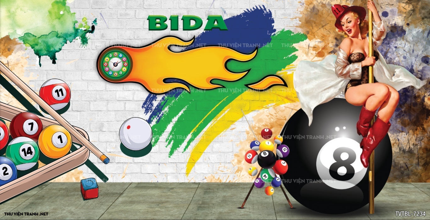 Tranh Bi-a, billiards, Tranh dán tường trang trí quán bi-a - Tranh tường chất lượng cao