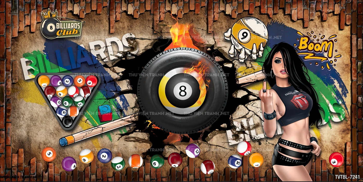 Tranh Bi-a, billiards, Tranh dán tường trang trí quán bi-a - Tranh tường chất lượng cao