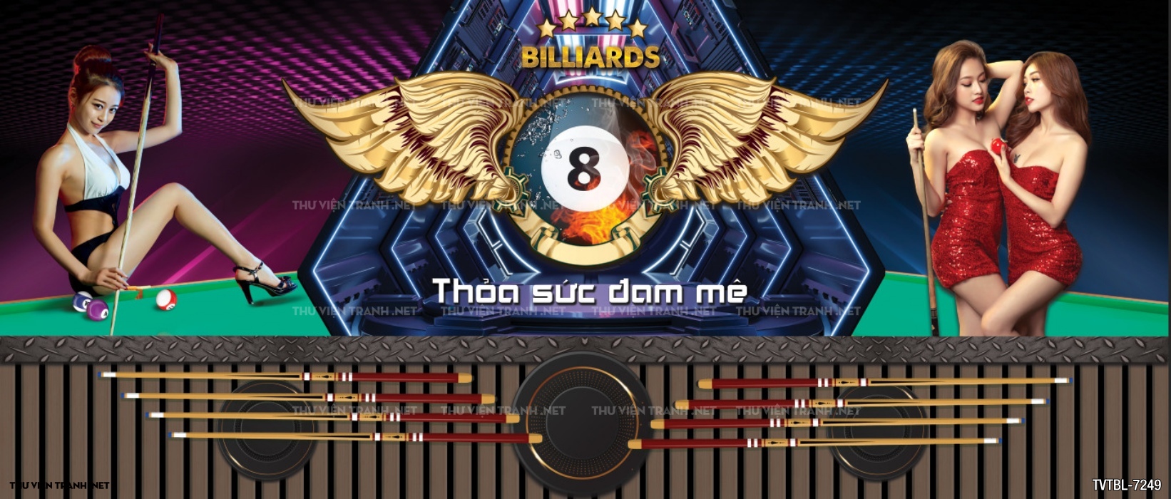 Tranh Bi-a, billiards, Tranh dán tường trang trí quán bi-a - Tranh tường chất lượng cao