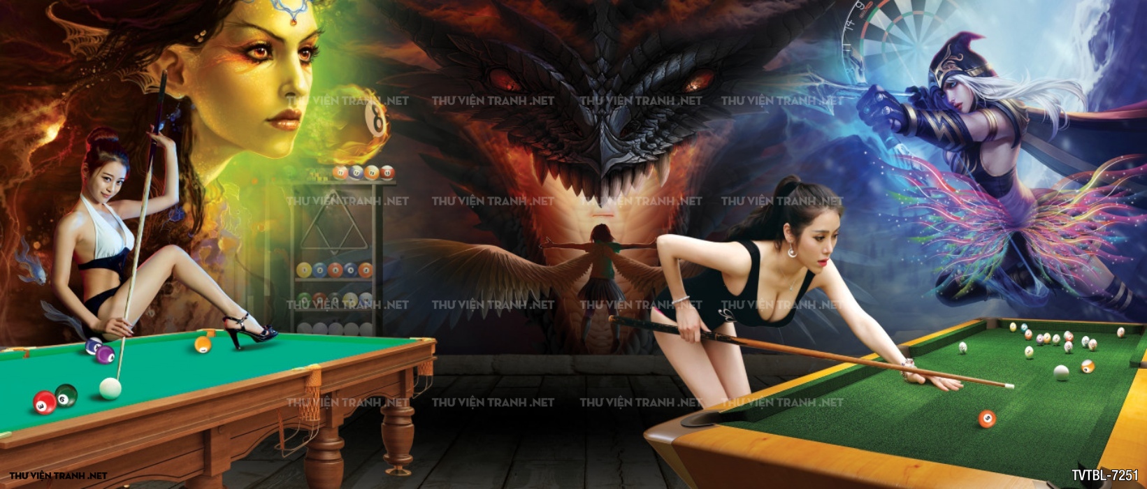 Tranh Bi-a, billiards, Tranh dán tường trang trí quán bi-a - Tranh tường chất lượng cao