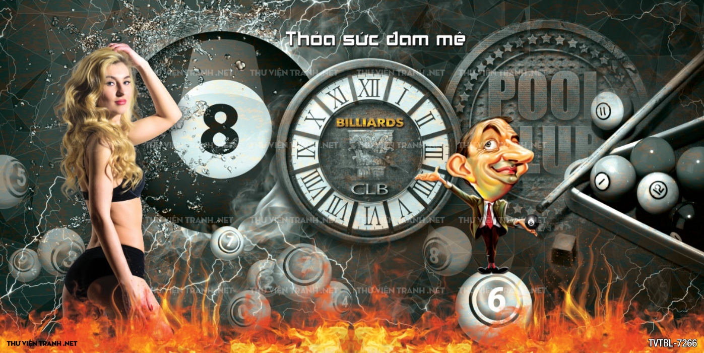 Tranh Bi-a, billiards, Tranh dán tường trang trí quán bi-a - Tranh tường chất lượng cao