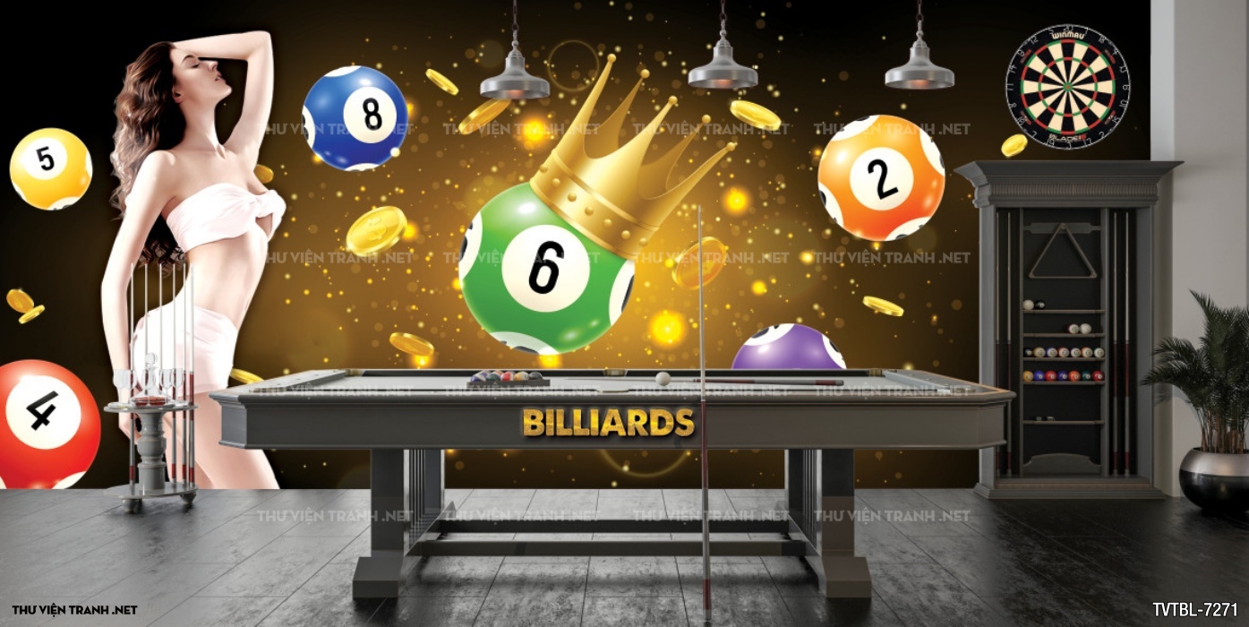 Tranh Bi-a, billiards, Tranh dán tường trang trí quán bi-a - Tranh tường chất lượng cao