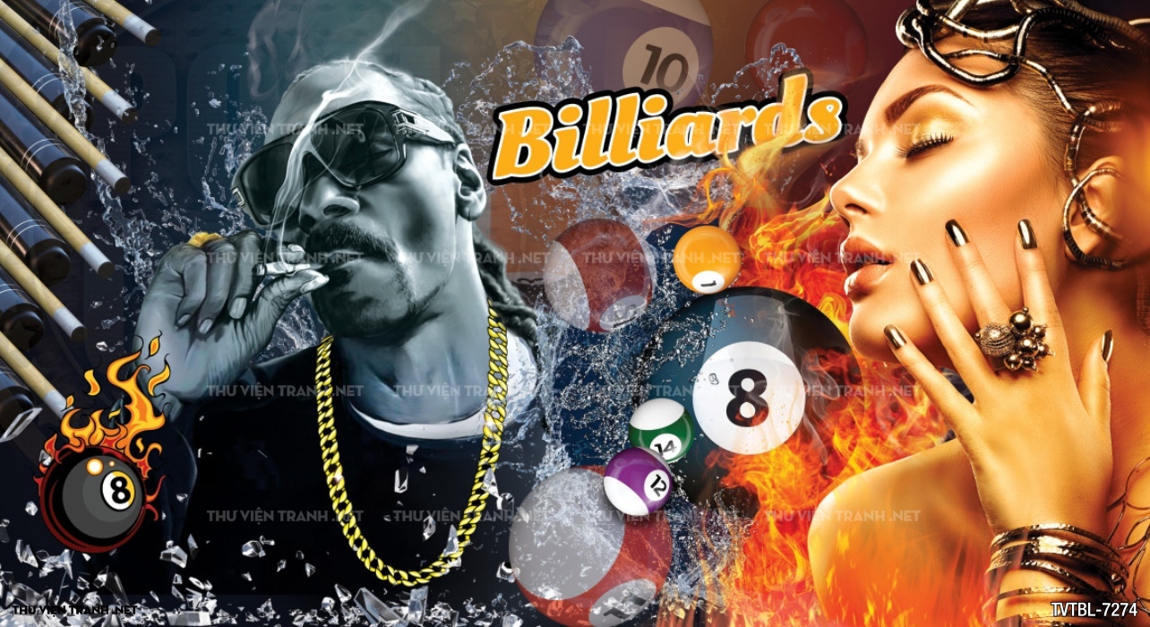 Tranh Bi-a, billiards, Tranh dán tường trang trí quán bi-a - Tranh tường chất lượng cao