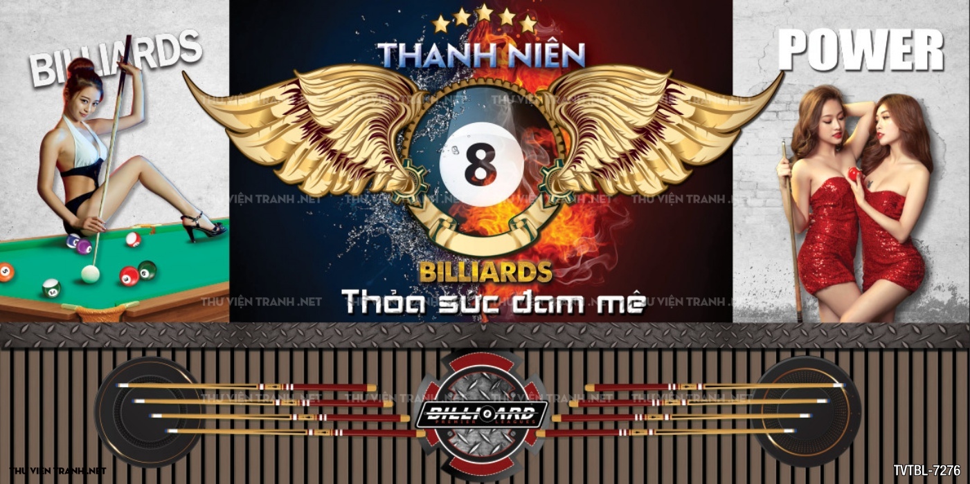 Tranh Bi-a, billiards, Tranh dán tường trang trí quán bi-a - Tranh tường chất lượng cao
