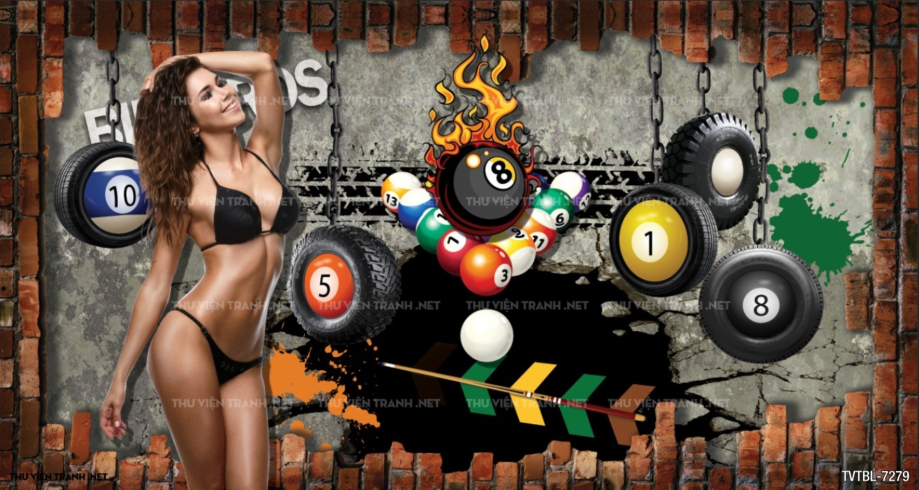 Tranh Bi-a, billiards, Tranh dán tường trang trí quán bi-a - Tranh tường chất lượng cao