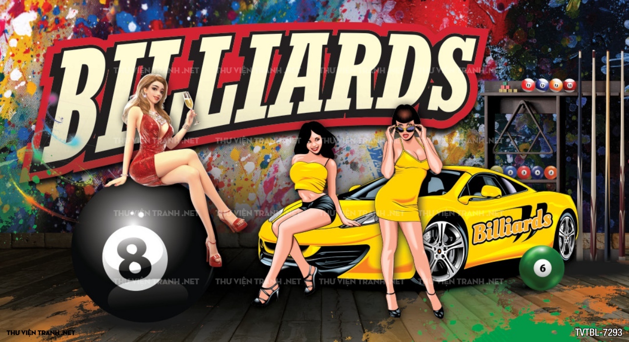 Tranh Bi-a, billiards, Tranh dán tường trang trí quán bi-a - Tranh tường chất lượng cao
