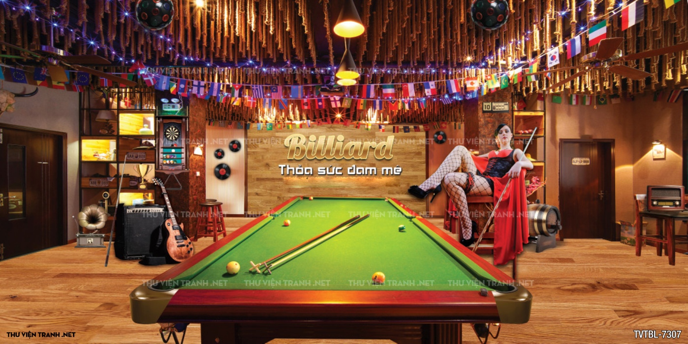 Tranh Bi-a, billiards, Tranh dán tường trang trí quán bi-a - Tranh tường chất lượng cao