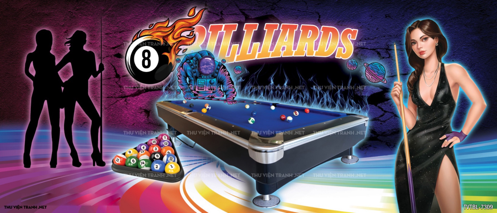Tranh Bi-a, billiards, Tranh dán tường trang trí quán bi-a - Tranh tường chất lượng cao