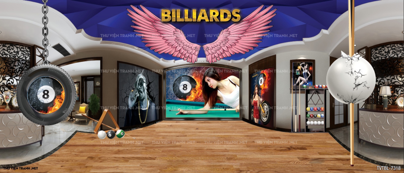 Tranh Bi-a, billiards, Tranh dán tường trang trí quán bi-a - Tranh tường chất lượng cao